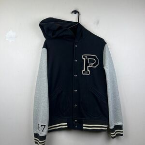 Polo Ralph Lauren P Wing 67 Baseball Varsity Jacket Hoodie Rugby Black Size L